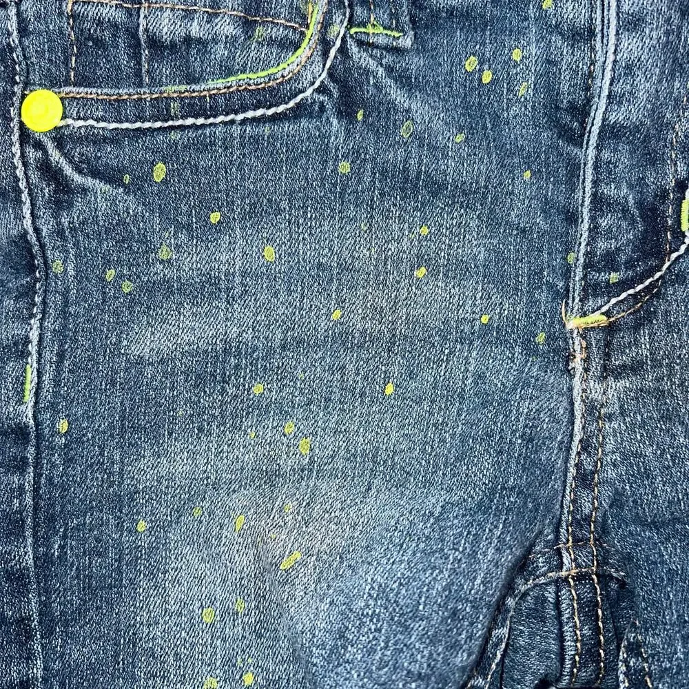Hydraulic Girls Denim Blue Jean Shorts Shorty Short Stretch Paint Splatter Sz 8
